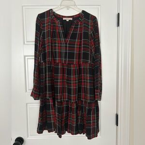 Loft Plaid Long Sleeve Dress